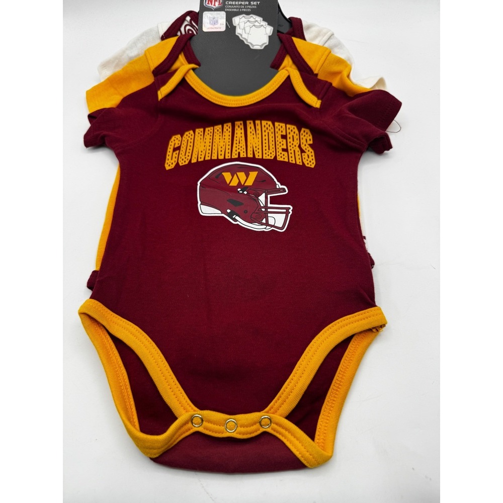NFL Kids 3/6M Burgundy 3 Piece Creeper Set Washington‎ Commanders Football